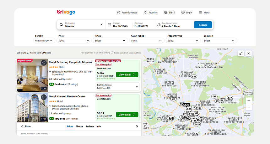 Отели Москвы на Trivago