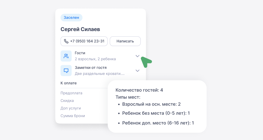 Состав и возраст гостей — в каждой брони